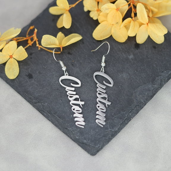 1 Pair Custom Name Dangle Earrings Personalized Stainless Steel Customized Initial Letter Nameplate Piercing Ear Jewelry