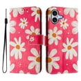 thumbnail image 2 of Compatible for iPhone 16 Plus Wallet Case, Painting Pattern Premium PU Leather [Credit Card Holder] [Wrist Strap] Flip Stand Feature Purse Case Full Protective Pattern Phone Cover, Pink Flower, 2 of 16