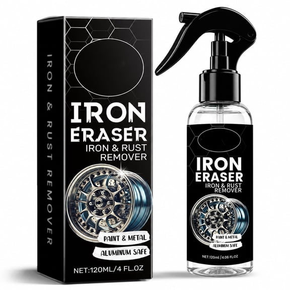 2027 New Iron Eraser Rust Remover Spray, Iron Eraser Iron and Rust Remover for Car Wheels and Paint, Fast Acting Rust and Brake Dust Remover, Professional Automotive Surface Cleaning
