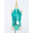 thumbnail image 3 of Aislor Kids Girls Halter Neck Backless Sparkly Sequins Leotard Gymnastics Ballet Dance Yoga Ballerina Bodysuit Activewear, 3 of 7