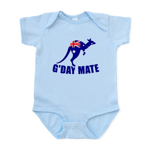 CafePress - G'day Mate Australia Flag Kangaroo Body Suit - Baby Light Bodysuit, Size Newborn - 24 Months
