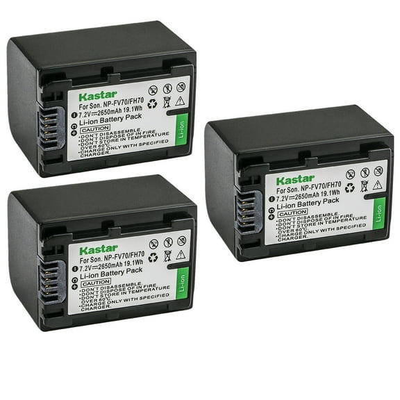 Kastar 3-Pack NP-FH70 Battery Replacement for Sony HDR-CX520, HDR-CX6, HDR-CX7, HDR-HC28, HDR-HC3, HDR-HC38, HDR-HC48, HDR-HC5, HDR-HC62, HDR-HC7, HDR-HC9, HDR-HC96, HDR-SR10, HDR-SR100 Camera