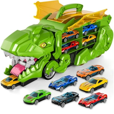 Style-Carry Dinosaur Toys for 3-6 Years Boys, Dinosaur Truck Toys, Carrier Truck Toys with 6Cars, Birthday Gift for Boys 3 4 5 6 7 Year Old