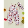 thumbnail image 4 of Kid Toddler Girls Jumpsuit, 12 24 Months 2T 3T 4T 5T 6T Spaghetti Straps Ghost/Pumpkin Print Romper Headband Halloween Costume, 4 of 9