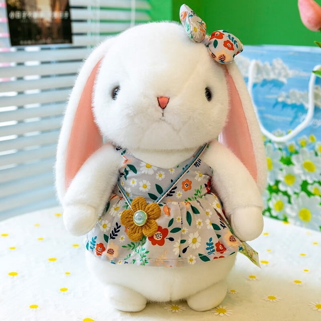 23/30/38cm Cute White Rabbit Plush Toy / Garden Flower Skirt Rabbit Doll / Children's Birthday Gift / Home Decorationgrey38cm Deng Xun unisex