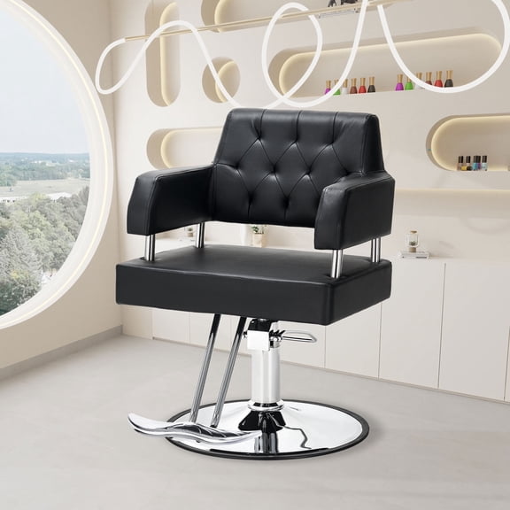 Betisef Adjustable Height Barber Chair for Hair Stylist W/ Hydraulic Pump, 360-Degrees Swivel Hair Chair for Spa Beauty & Salon, Black