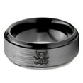 thumbnail image 2 of Tungsten Bulls Band Ring 8mm Men Women Comfort Fit Black Step Bevel Edge Brushed Gray Polished, 2 of 4