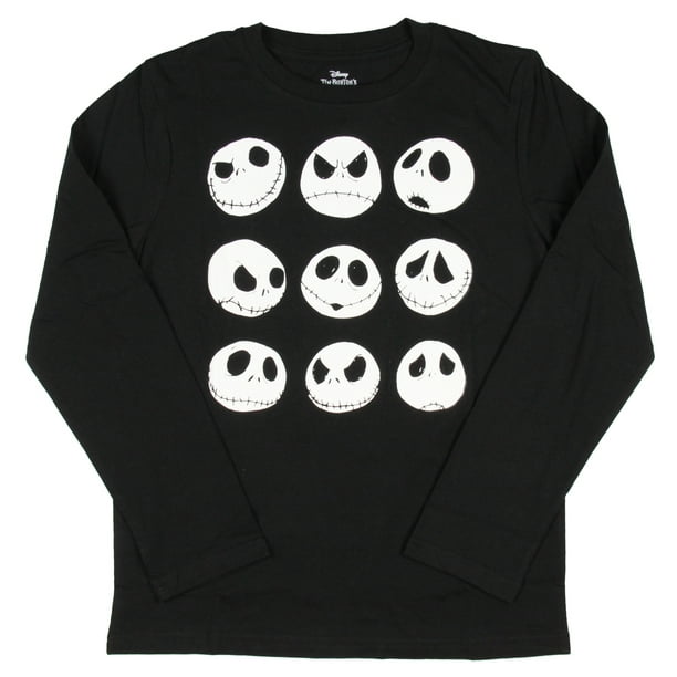 Disney Nightmare Before Christmas Many Faces Long Sleeved Big Boys' T Shirt Disney Nightmare Before Christmas Many Faces Long Sleeved Big Boys' T Shirt