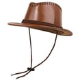 thumbnail image 6 of Jiibva Western Cowboy Hat Leather Vintage Sun Cap Large Curved Wide Brim With Windproof Goggles for Men and Women, 6 of 7