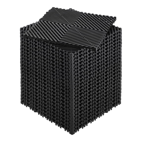 Interlocking Drainage Mat, 12' X 12' Modular Tiles, 24 Pcs Non-Slip PP Flooring