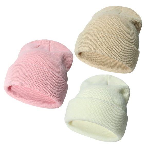 Fraobbg 3 Pack Baby Beanie Fleece Lined Toddler Winter Hat Boys Girls Knit Warm Kids Ski Hats