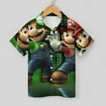thumbnail image 3 of Mario Luigi's Mansion Bros Kid's Short Sleeved Shirt Summer Daily Casual Button-Down Shirts Tee Top Teen Beach Clothing With Pocket, 3 of 7