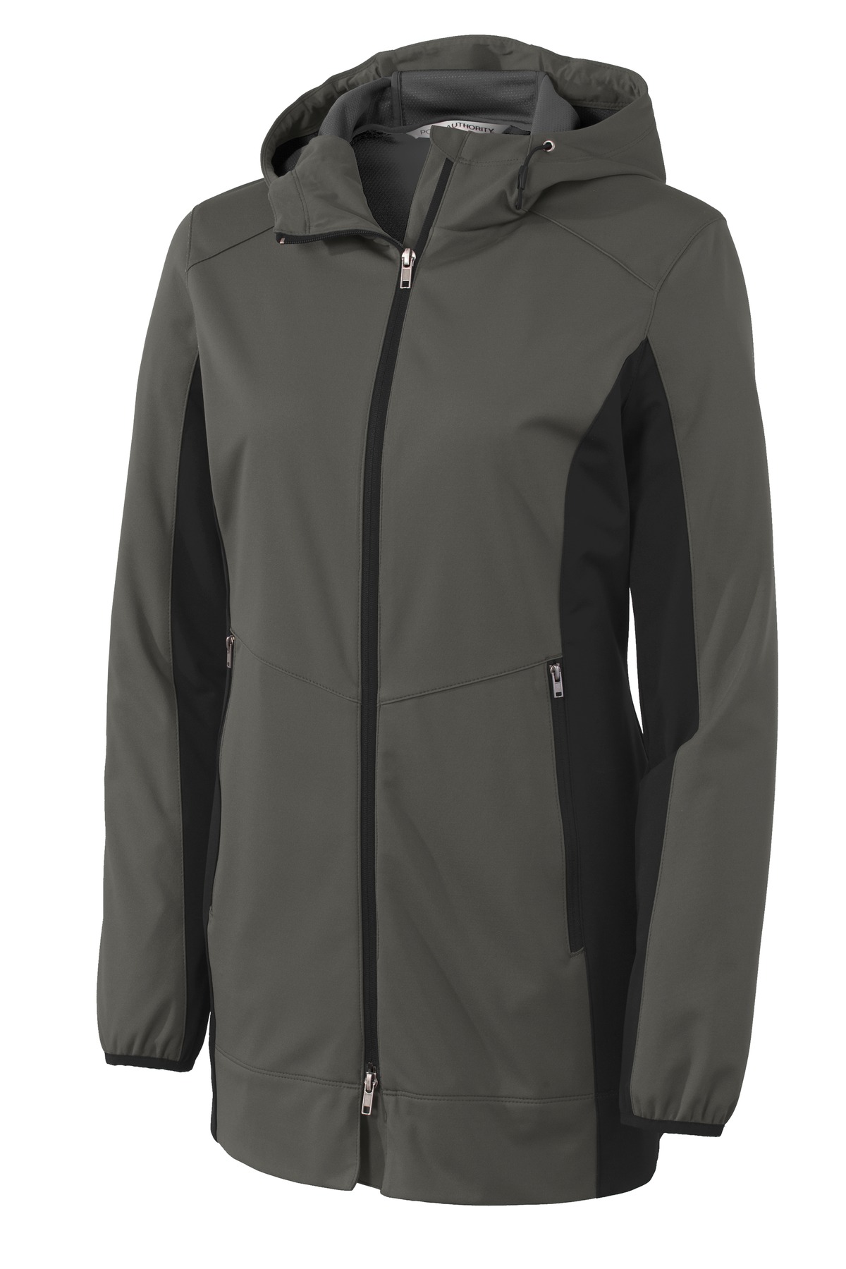 Port Authority Ladies Active Hooded Soft Shell Jacket-L (Grey Steel/ Deep Black) - image 5 of 6