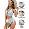 thumbnail image 4 of YourLovely Women High Waisted Bikini Sets Tummy Control Swimsuits Color Block Two Piece Drawstring Bathing Suit, 4 of 5