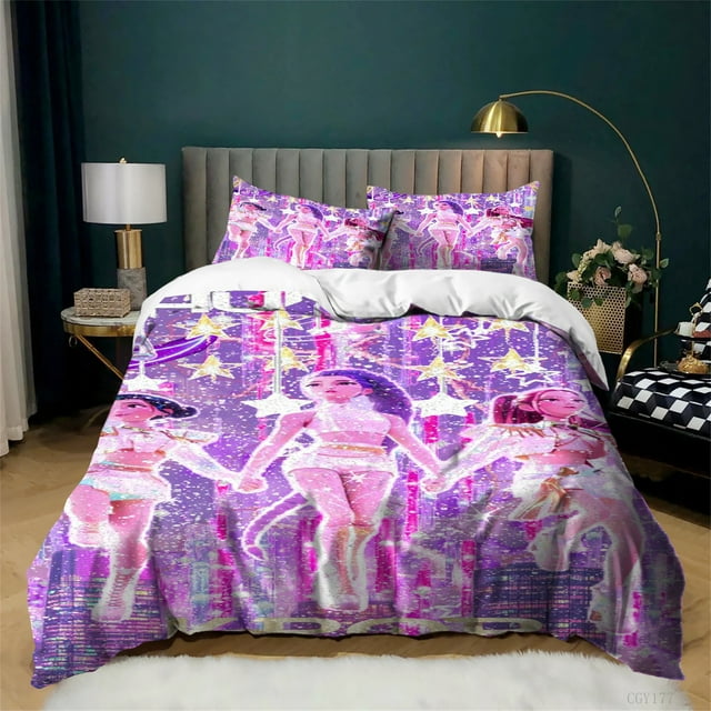 Ensemble de Housse de Couette KPop Demon_Hunters Taille Jumeau 3 Pcs Ensemble de Literie Léger Housse de Couette Douce et Confortable avec Fermeture Éclair