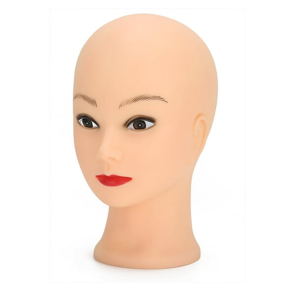 Bald Mannequin Head Female Professional Cosmetology Head Makeup Training Practice Wig Make up Doll Head for Wig Making, Hat Displaying, 49cm[with Makeup]