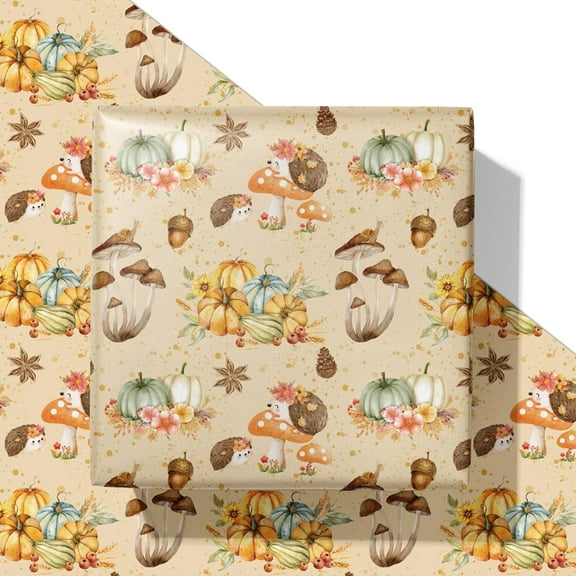 Halloween Wrapping Paper for Kids Adults - Pumpkin Gift Wrap With Plaid and Pumpkin's Face Design for Spooky Season and Halloween - 23x58 Inches