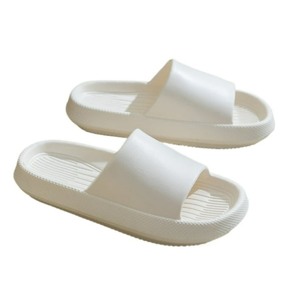 New EVA Anti-Odor Anti-Slip Thick-Soled Bathroom Shower Slippers,White,6