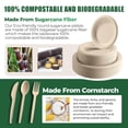 thumbnail image 2 of 250 Piece Biodegradable Paper Plates and Bowls Set Compostable 7 Inch and 9 Inch Brown Disposable Dinnerware with Forks Knives and Spoons, 2 of 6