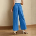 thumbnail image 6 of Olyvenn Womens Cotton Linen Casual Pants Wide Leg Lightweight Loose Summer Ealstic High Waisted Palazzo Pants with Pockets Light Blue XXL, 6 of 8