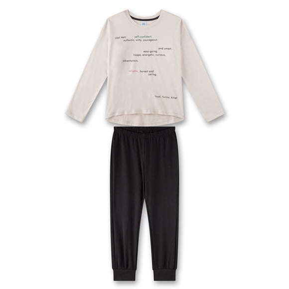 Sanetta Pijama de niña, conjunto de 2 piezas - largo, pijama, algodó, motivo Beige/Marrón 140