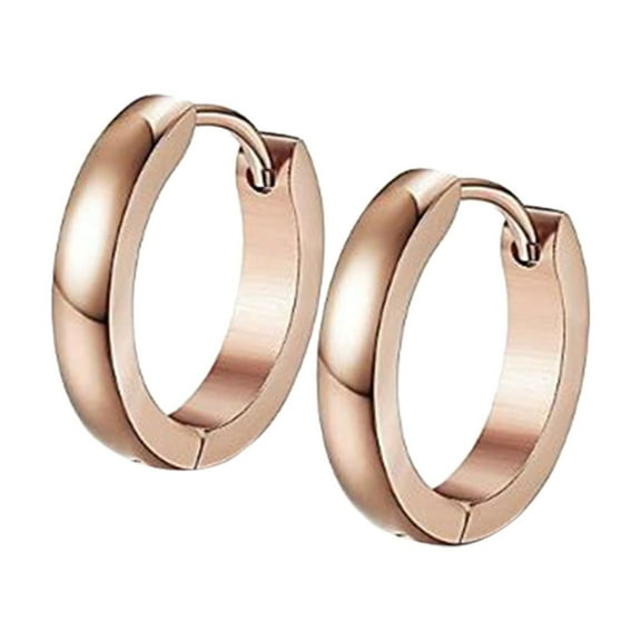 SUSHANG A Pair of Titanium Steel Earrings One Pair Earrings Trend Contracted Show Temperament Stainless Steel Small Dome Hoop Huggie Earrings