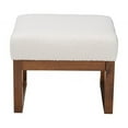thumbnail image 3 of Baxton Studio Yashiya Mid-Century Modern Off-White Boucle Upholstered and Walnut Brown Finished Wood Ottoman Footstool, 3 of 6