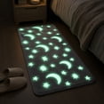 thumbnail image 4 of MMJ Glow in Dark Bath Mat Microfiber Soft Absorbent Non-Slip Machine Washable Geometric Crescent Star Pattern 23.62x15.75in, 4 of 8