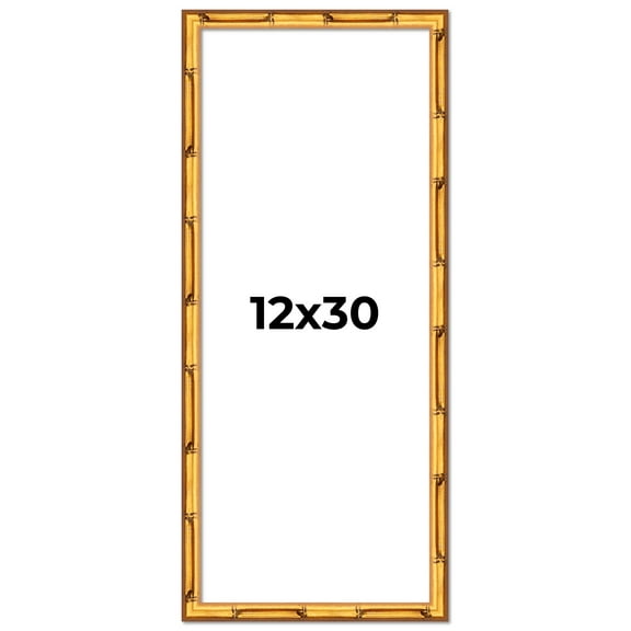 12x30 Frame Gold Bamboo Picture Frame - Complete Modern Photo Frame Includes UV Acrylic Shatter