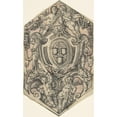 thumbnail image 2 of Tobias Stimmer 13x18 Black Ornate Wood Framed Double Matted Museum Art Print Titled - Design for a Coat of Arms with Putti Holding Garlands (1550-84), 2 of 5