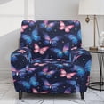 thumbnail image 2 of Renewold Butterfly Pink Blue Lazy Boy Recliner Chair Cover Wear Resistant Sofa Slipcover 4 Pieces Comfy Dog Couch Cover Reclining Chair Slipcover with Side Pocket for Pets, 2 of 8