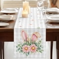 thumbnail image 3 of Table Runners 72 Inches Long Dress Scarves, Pink Floral Easter Farmhouse Kitchen Table Runner, Coffee Tablerunners, Spring Flowers Grey Checkered 14x72 Inch, 3 of 9
