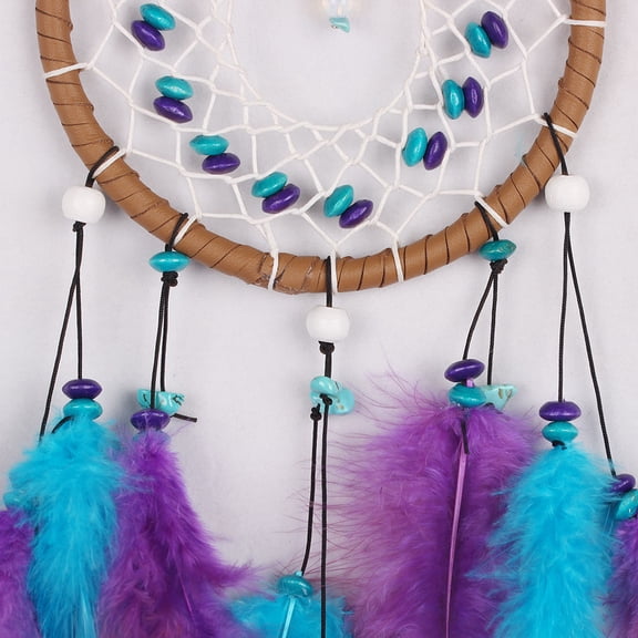 Colorful Dream Catcher Circular Frame with Feathers Wall Car Hanging Ornament Handmade Bohemian Home Decoration Gift One Size