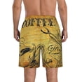 thumbnail image 3 of Kdxio Coffee Vintage Pattern Mens Casual Shorts - Drawstring Summer Beach Sports Shorts for Men, 3 of 9