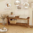 thumbnail image 4 of 43.3" Solid Wood Entryway Bench with Shoe Shelf, Farmhouse Indoor Bench for End of Bed, Dining Room, Living Room, Hallway, Brown, 4 of 7