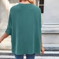 thumbnail image 3 of qucoqpe Womens Summer Tops Fashion Casual Ribbed Batwing 3/4 Sleeve Tunic Shirts Loose Fit Blouses, 3 of 5