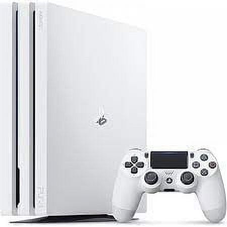 Sony PlayStation 4 Pro Glacier 1TB Gaming Consol White 2 Controller  Included with Spider-Man BOLT AXTION Bundle Like New