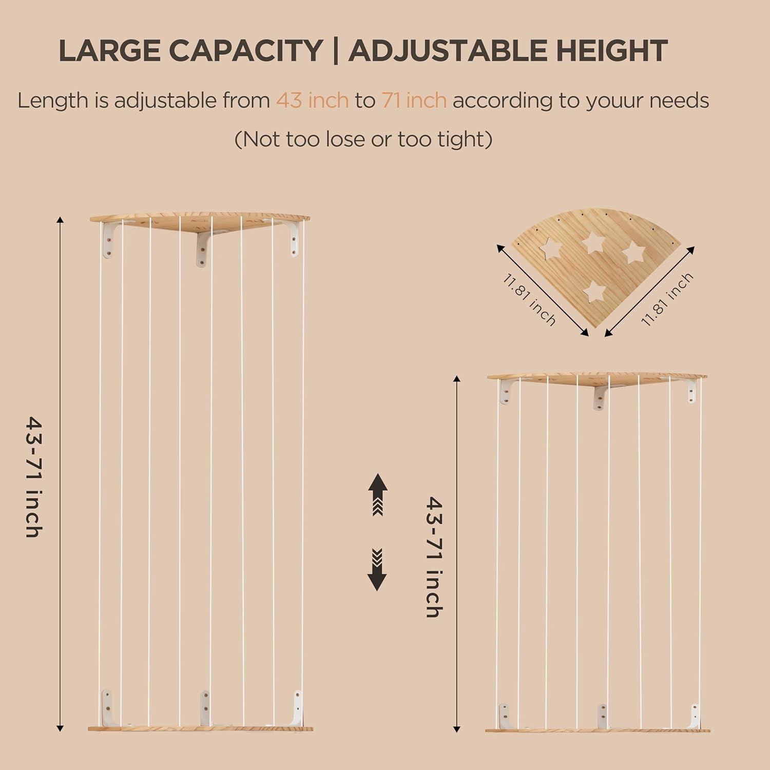 ANNOR Stuffed Anial Storage Holder With Adjustable Length, Wall