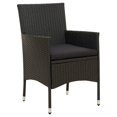 thumbnail image 3 of vidaXL Patio Dining Set Outdoor Dining Table and Chairs Poly Rattan Black, 3 of 11