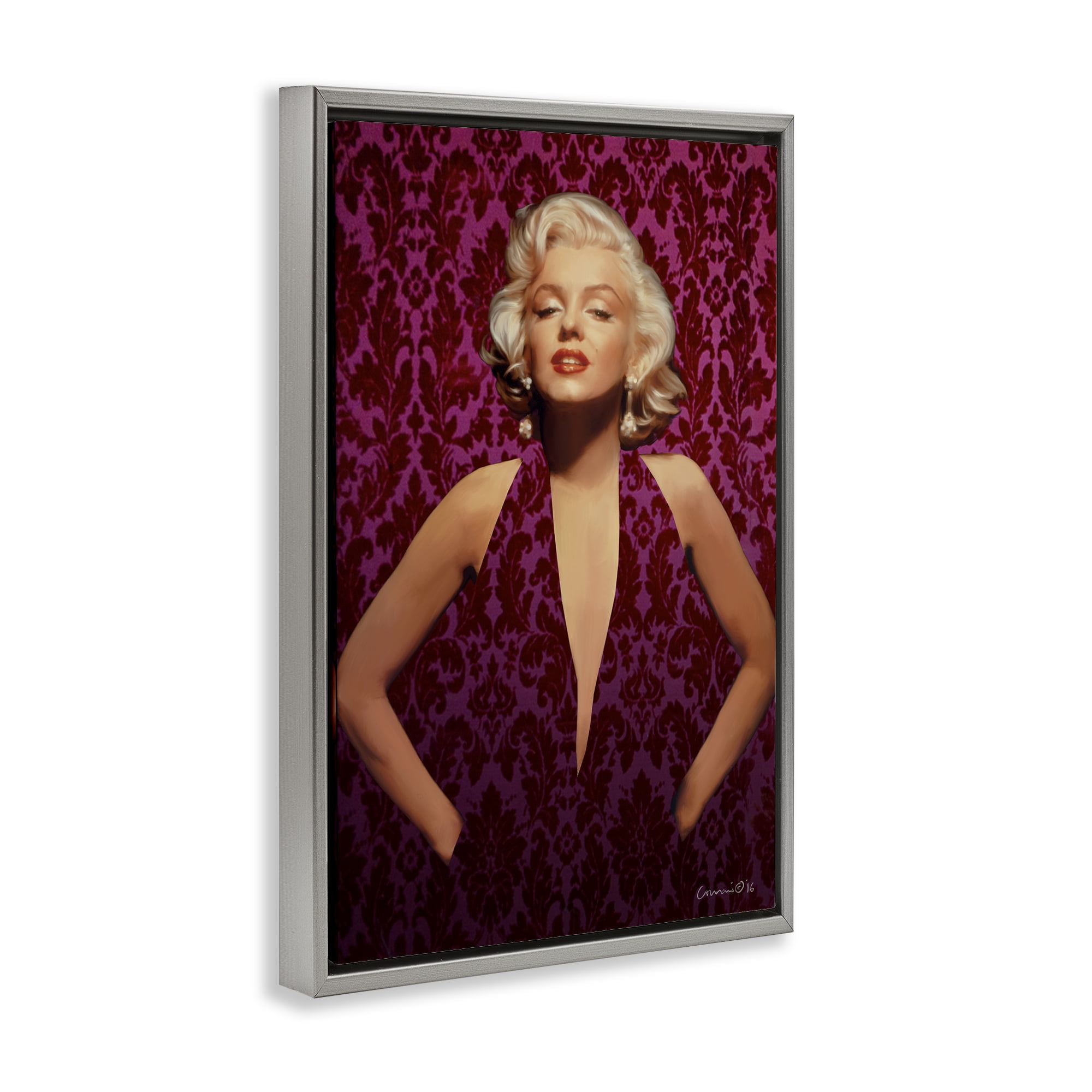 Stupell Industries Victorian Patterned Marilyn Novelty Painting Gray Floater Framed Art Print Wall Art, 17 x 25