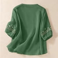 thumbnail image 6 of Ecqkame Two Piece Sets for Women Summer Casual Linen Top and Wide Leg Pants Lightweight Vacation Solid Color Outfit Set Army Green XL, 6 of 9