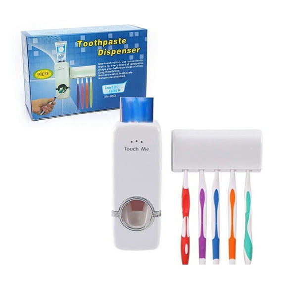 Dispensador manual de pasta dental con porta cepillos de 5 espacios