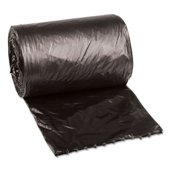Boardwalk Low-Density Waste Can Liners, 4 gal, 0.35 mil, 17" x 17", Black, 50 Bags/Roll, 20 Rolls/Carton