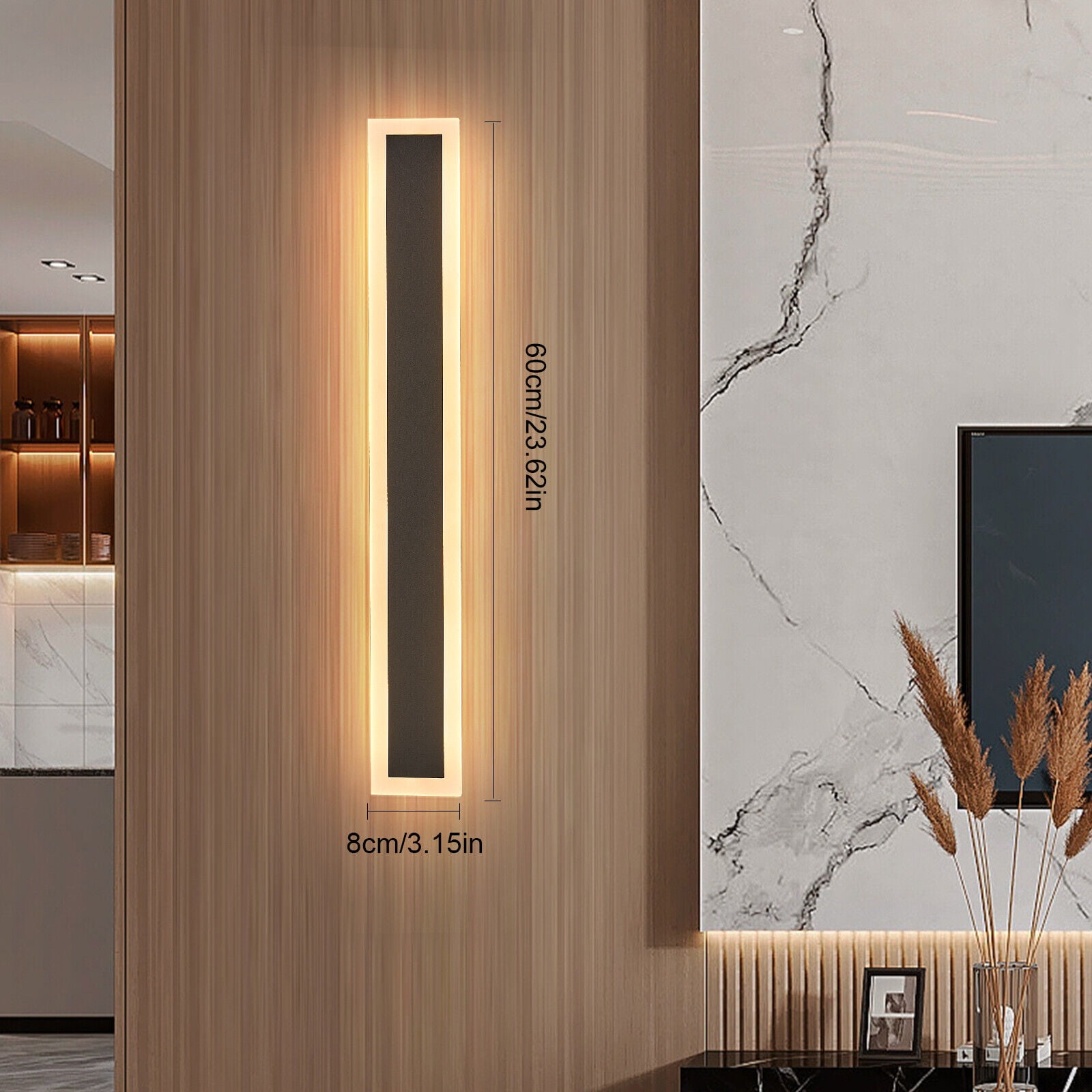 Fichiouy 60cm Long Strip LED Wall Light Wall Sconce  Waterproof Outdoor Exterior Lamp