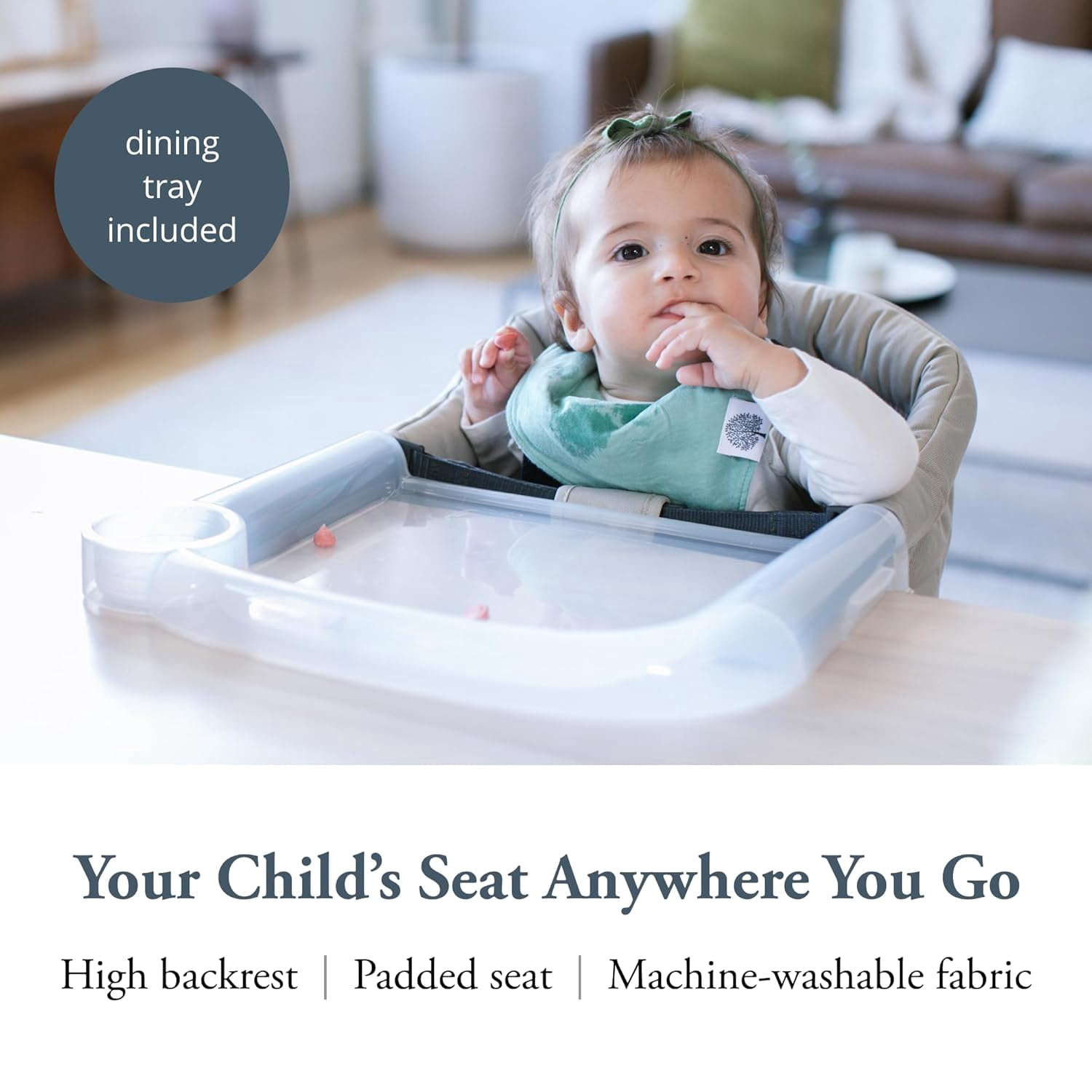 Inglesina - Fast Table Chair with Fast Tray: Hook On Portable High Chair for Babies and Toddlers, Damage Free Travel Booster Seat for Restaurant Use - Includes Snap On Tray, Cream