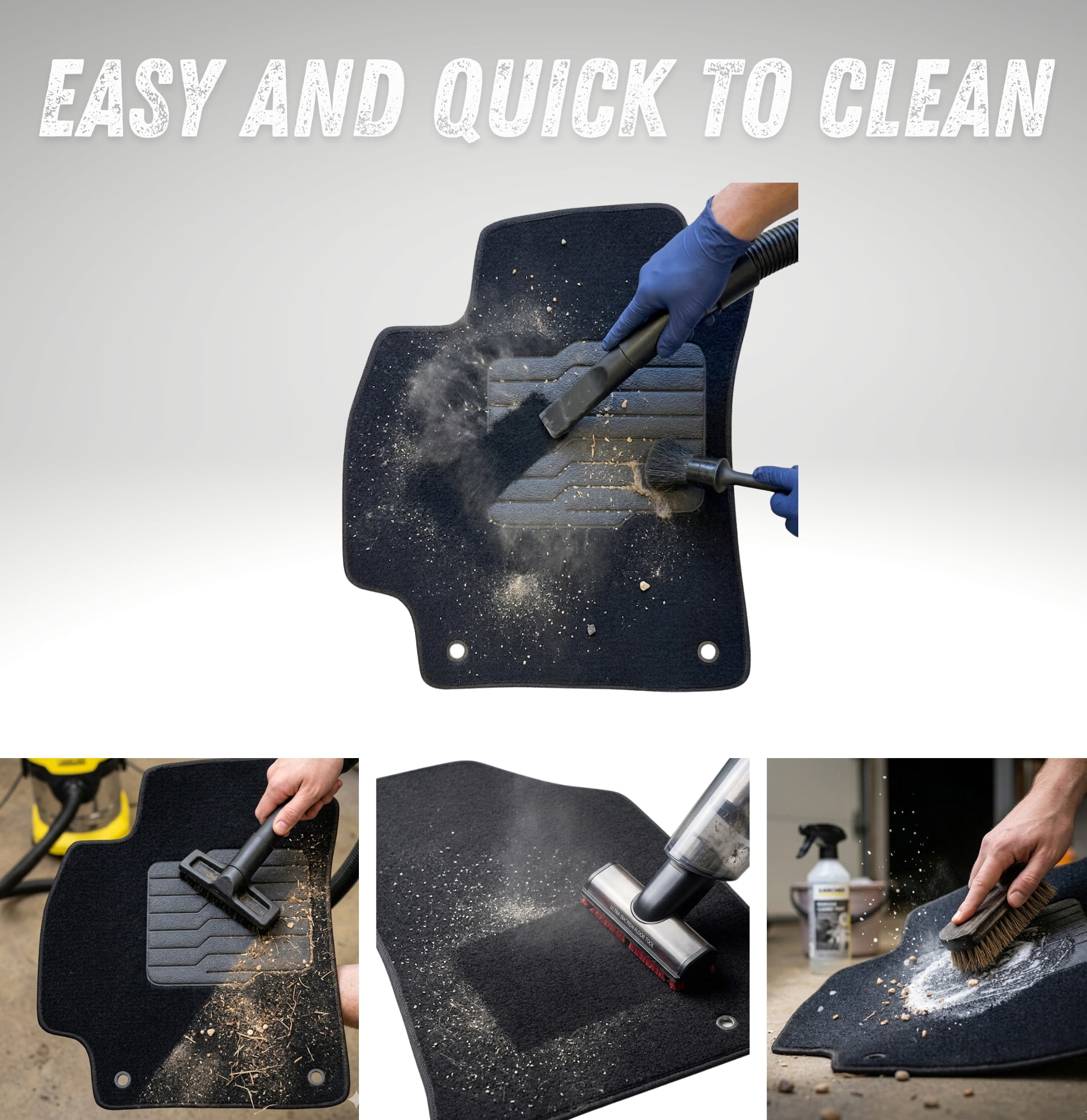 ecoMats Carpet Floor Mats for 2015 to 2024 Ford Edge with Non-Slip Heel Pad and Safety Locks,  Front and Rear, Black