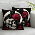 thumbnail image 3 of PHYHOO Red Rose Skull and Pillow Covers Hallowmas Thanksgiving Farmhouse Outdoor Room Throw Pillowcase Short Plush Sofa Couch Decorative Cushion Case, 3 of 5