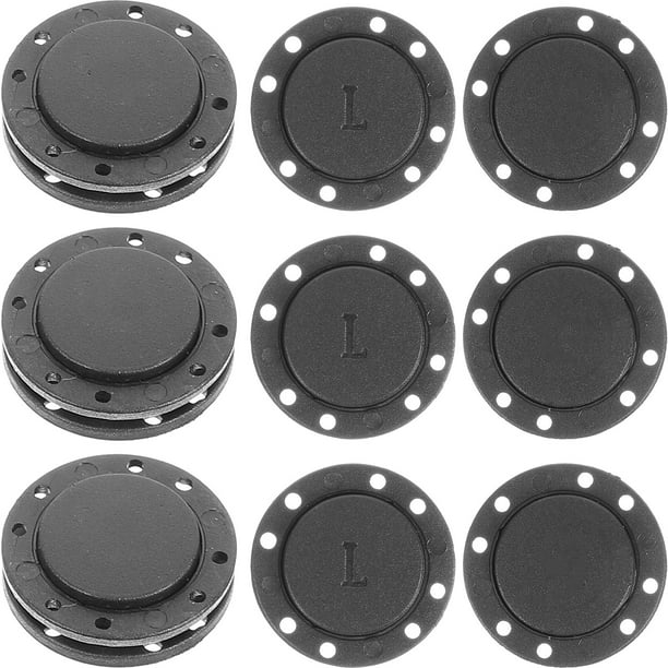 6 pares de botones magnéticos para abrigos, broches invisibles, cierres de presión, accesorios de costura DIY (negro, diámetro 2,6 cm)