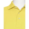 thumbnail image 2 of AKA Men's Solid Polo Shirt Classic Fit - Pique Chambray Collar Comfortable Quality Yellow Medium, 2 of 4