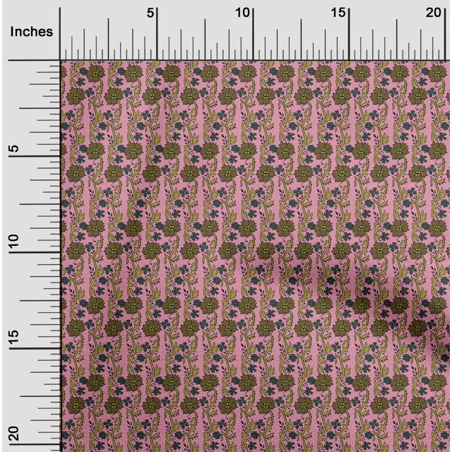 oneOone Georgette Viscose Fabric Leaves & Floral Block Fabric Prints By Yard 42 Inch Wide